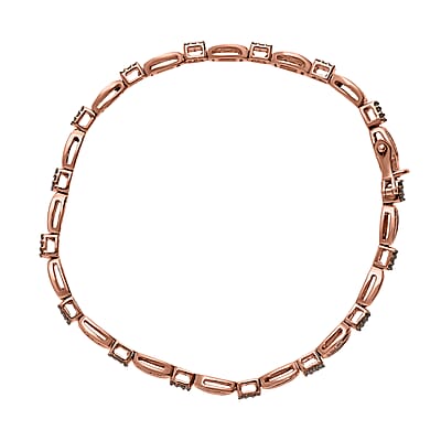 Natural Champagne Diamond Bracelet in Vermeil Rose Gold Over Sterling Silver (7.25 In) 1.50 ctw