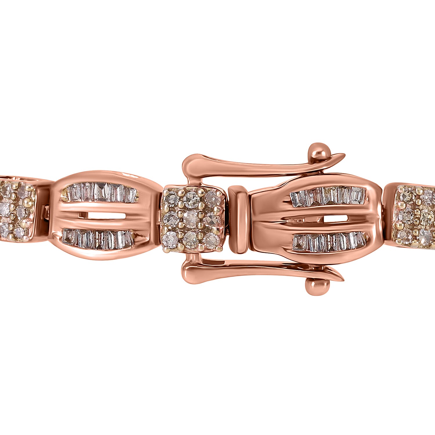 Natural Champagne Diamond Bracelet in Vermeil Rose Gold Over Sterling Silver (7.25 In) 1.50 ctw