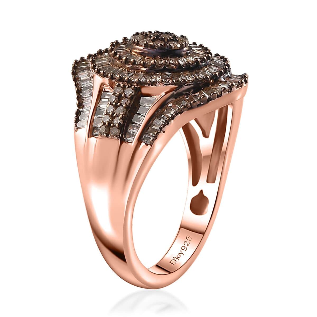 Natural Champagne Diamond Ring in Vermeil Rose Gold Over Sterling Silver (Size 8.0) 1.00 ctw image number 3