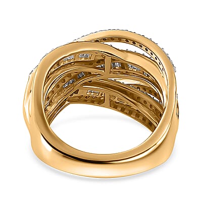 White Diamond Bridge Over Ring in Vermeil Yellow Gold Over Sterling Silver (Size 10.0) 1.50 ctw