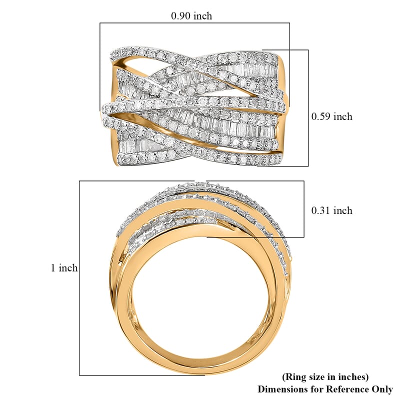 White Diamond Bridge Over Ring in Vermeil Yellow Gold Over Sterling Silver (Size 10.0) 1.50 ctw