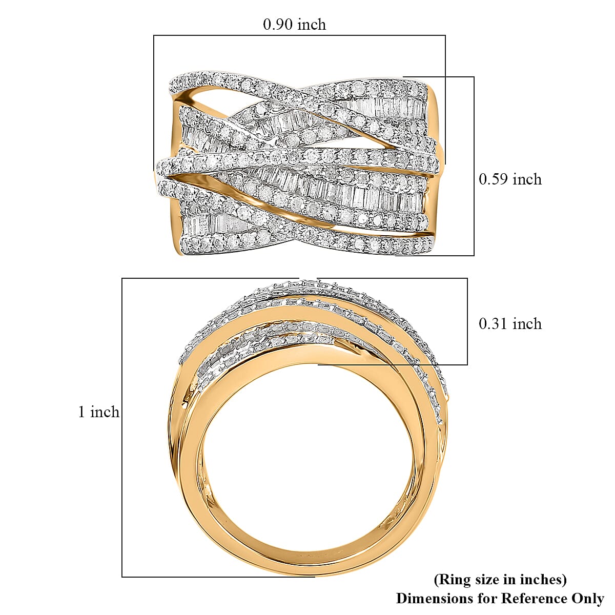 White Diamond Bridge Over Ring in Vermeil Yellow Gold Over Sterling Silver (Size 6.0) 1.50 ctw image number 5