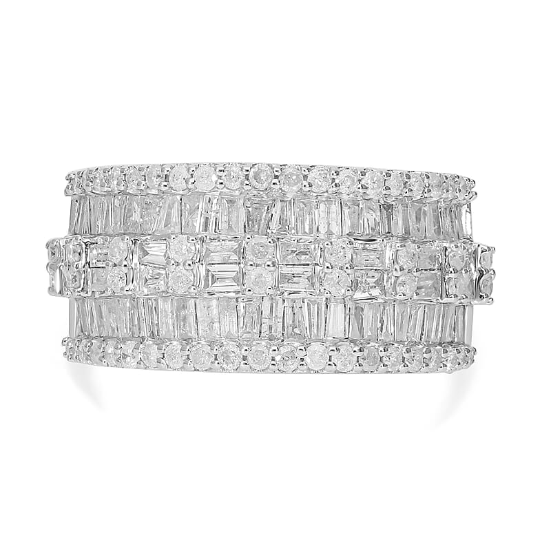Diamond Ring in Platinum Over Sterling Silver (Size 10.0) 1.00 ctw
