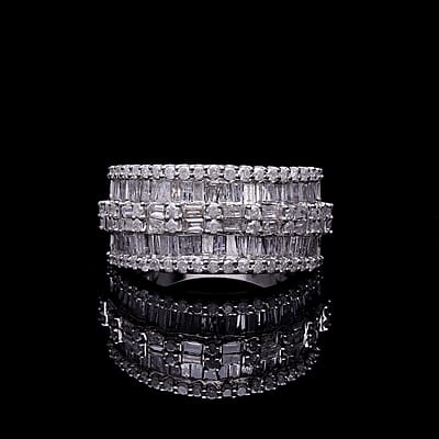 Diamond Ring in Platinum Over Sterling Silver (Size 10.0) 1.00 ctw