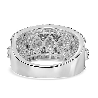 Diamond Ring in Platinum Over Sterling Silver (Size 10.0) 1.00 ctw