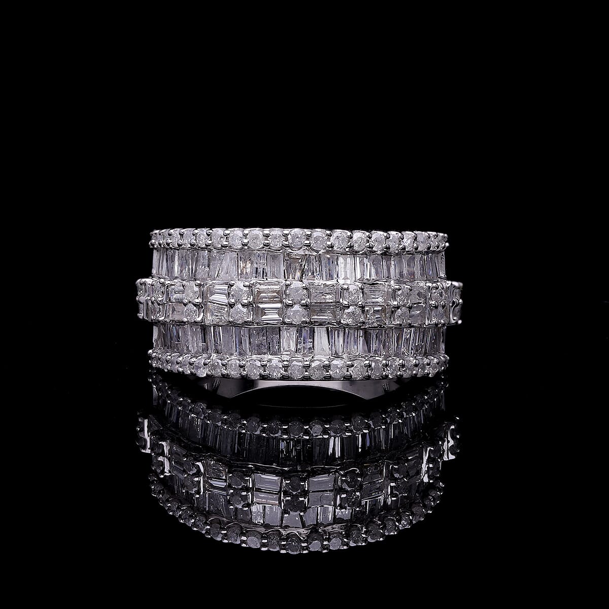 Diamond Ring in Platinum Over Sterling Silver (Size 5.0) 1.00 ctw image number 1