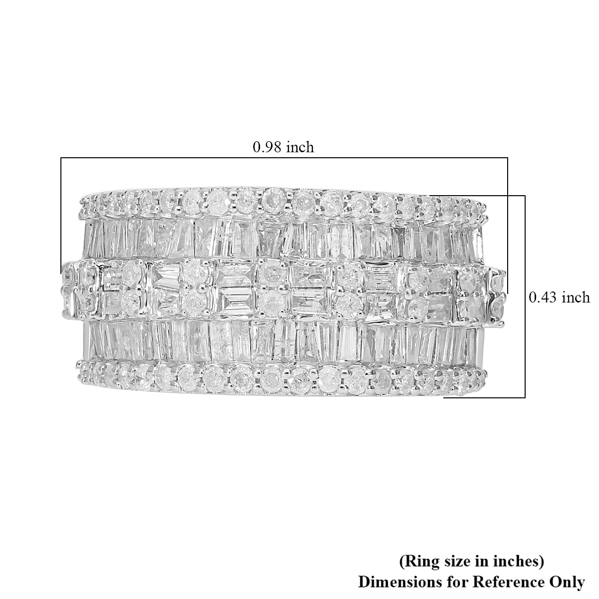 Diamond Ring in Platinum Over Sterling Silver (Size 5.0) 1.00 ctw image number 5