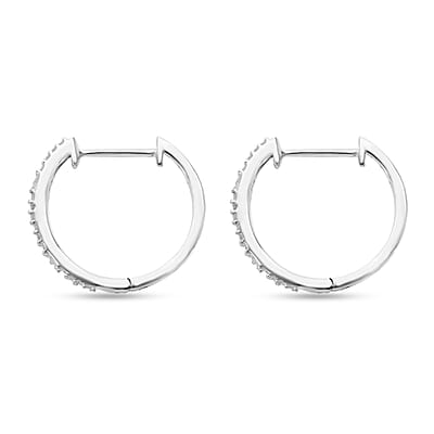 Diamond Hoop Earrings in Platinum Over Sterling Silver 0.33 ctw