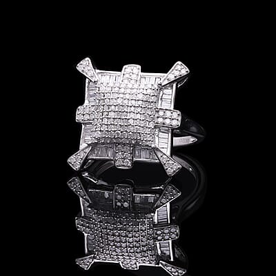 Diamond Ring in Platinum Over Sterling Silver (Size 8) 1.00 ctw