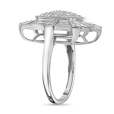 Diamond Ring in Platinum Over Sterling Silver (Size 8) 1.00 ctw