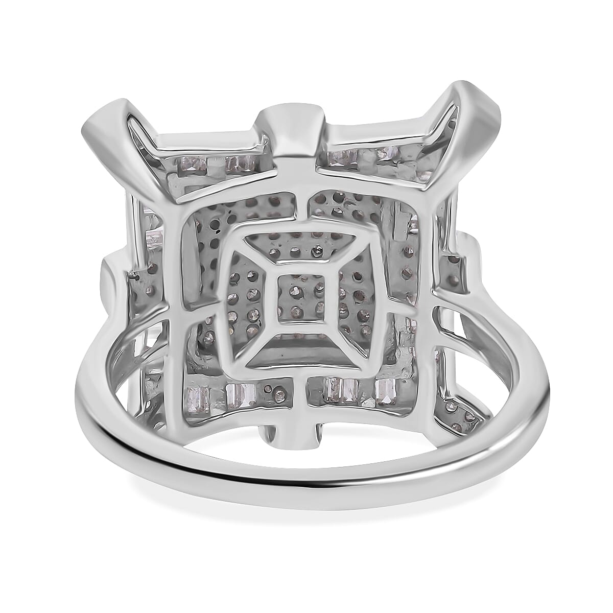 Diamond Ring in Platinum Over Sterling Silver (Size 8) 1.00 ctw