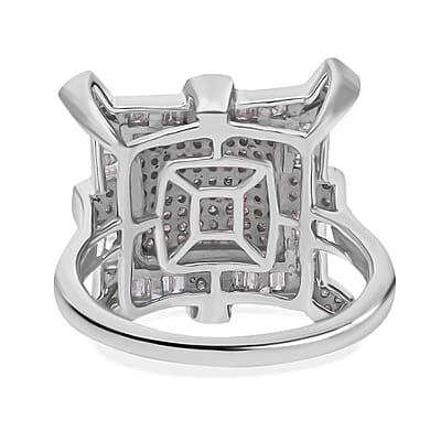 Diamond Ring in Platinum Over Sterling Silver (Size 8) 1.00 ctw