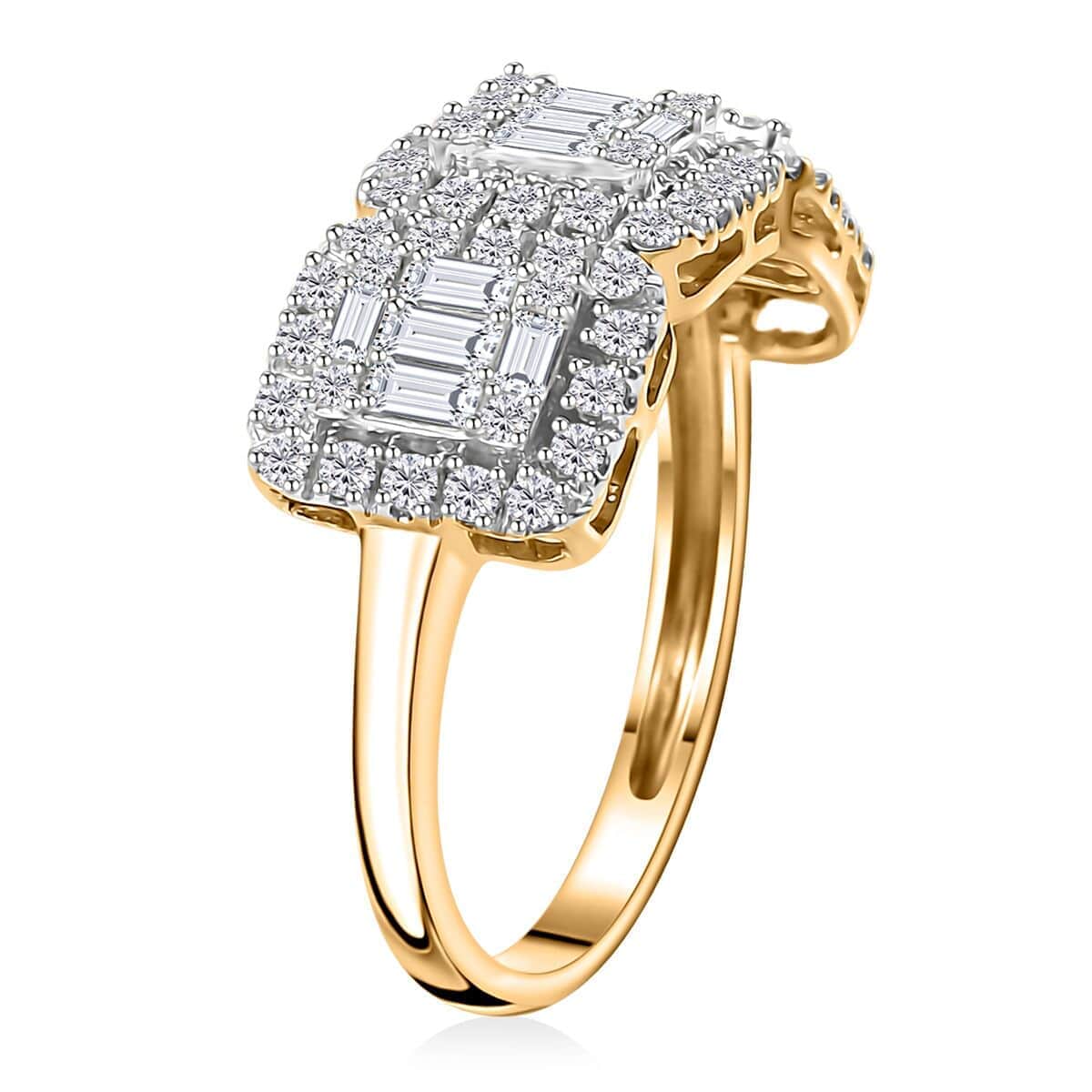 14K Yellow Gold I2-I3 White Diamond Cluster Ring 1.00 ctw image number 3