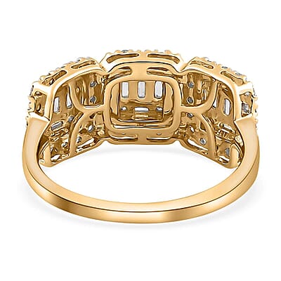 14K Yellow Gold I2-I3 White Diamond Cluster Ring (Size 10.0) 1.00 ctw
