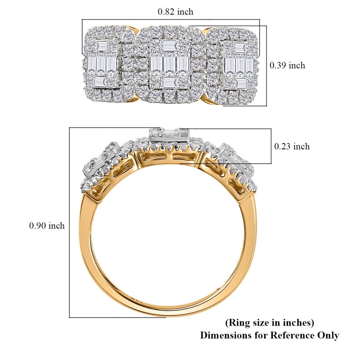 14K Yellow Gold I2-I3 White Diamond Cluster Ring 1.00 ctw image number 5