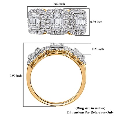 14K Yellow Gold I2-I3 White Diamond Cluster Ring (Size 10.0) 1.00 ctw
