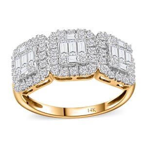 14K Yellow Gold I2-I3 White Diamond Cluster Ring (Size 6.0) 1.00 ctw