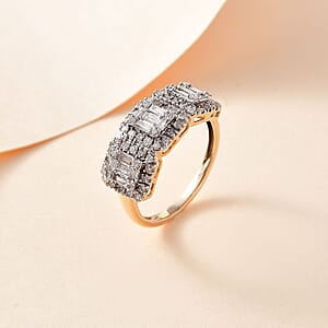 14K Yellow Gold I2-I3 White Diamond Cluster Ring (Size 9.0) 1.00 ctw