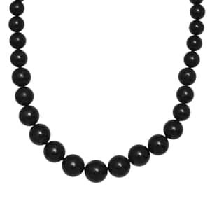 Karis Shungite 8-15mm Beaded Necklace 20 Inches in 18K Rose Gold Plated 424.00 ctw