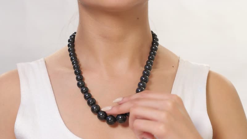 Karis Shungite 8-15mm Beaded Necklace 20 Inches in 18K Rose Gold Plated 424.00 ctw