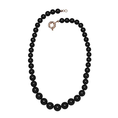 Karis Shungite 8-15mm Beaded Necklace 20 Inches in 18K Rose Gold Plated 424.00 ctw