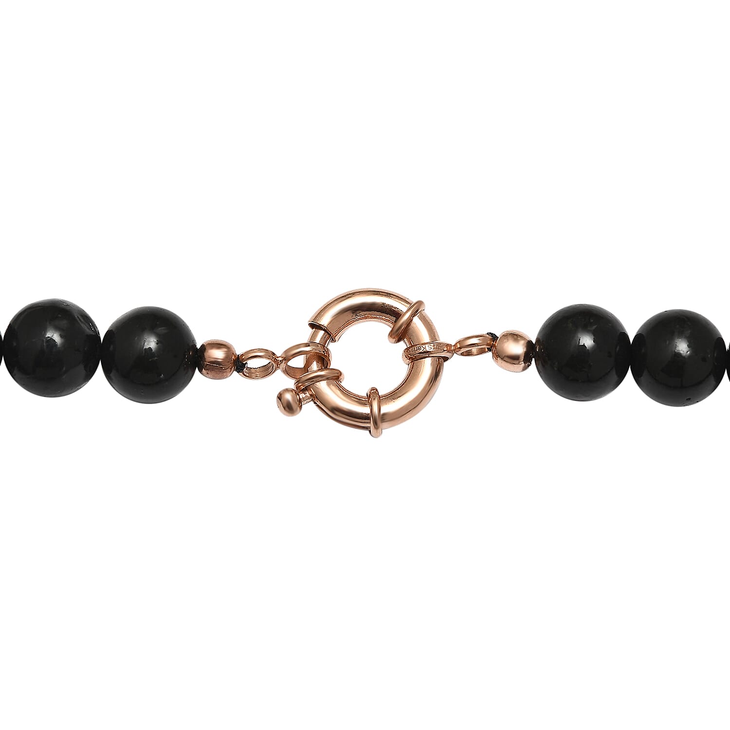 Karis Shungite 8-15mm Beaded Necklace 20 Inches in 18K Rose Gold Plated 424.00 ctw
