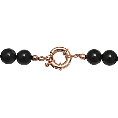 Karis Shungite 8-15mm Beaded Necklace 20 Inches in 18K Rose Gold Plated 424.00 ctw