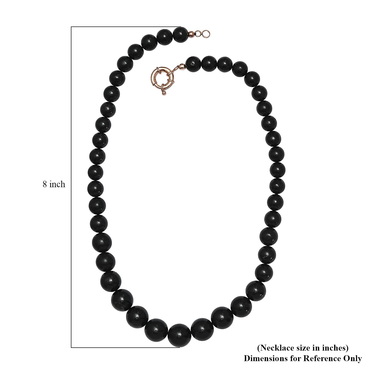 Karis Shungite 8-15mm Beaded Necklace 20 Inches in 18K Rose Gold Plated 424.00 ctw