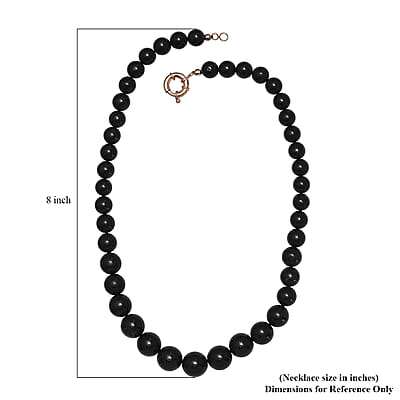 Karis Shungite 8-15mm Beaded Necklace 20 Inches in 18K Rose Gold Plated 424.00 ctw