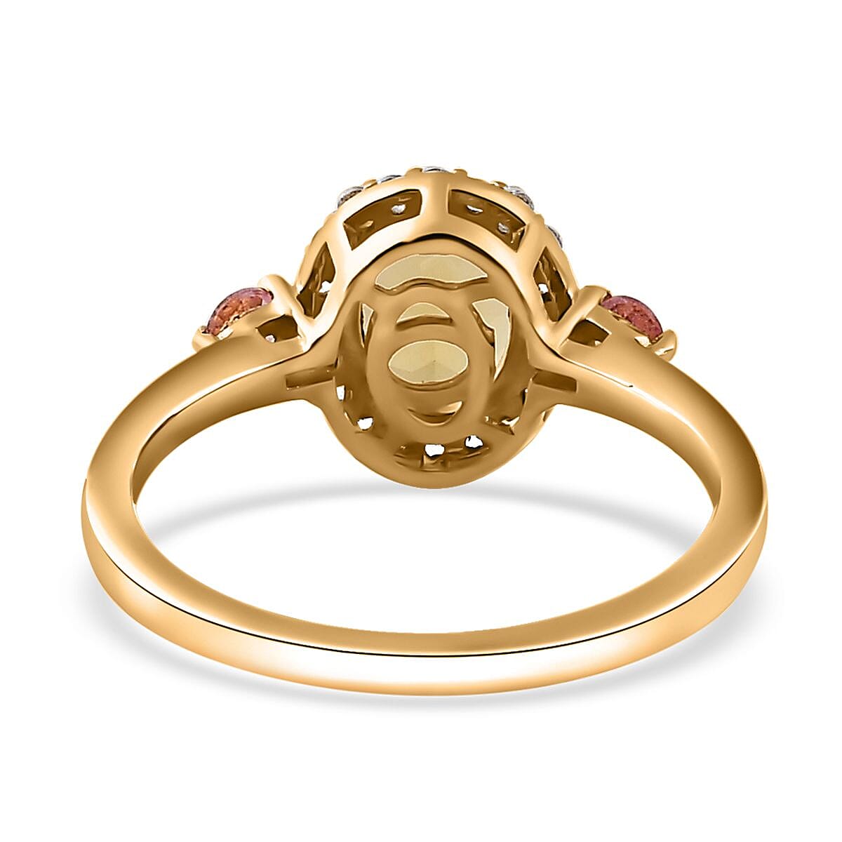 Brazilian Heliodor and Multi Gemstone Halo Ring in Vermeil Yellow Gold Over Sterling Silver (Size 10.0) 1.50 ctw (Del. in 10-12 Days)