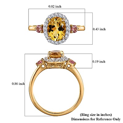 Brazilian Heliodor and Multi Gemstone Halo Ring in Vermeil Yellow Gold Over Sterling Silver (Size 10.0) 1.50 ctw (Del. in 10-12 Days)