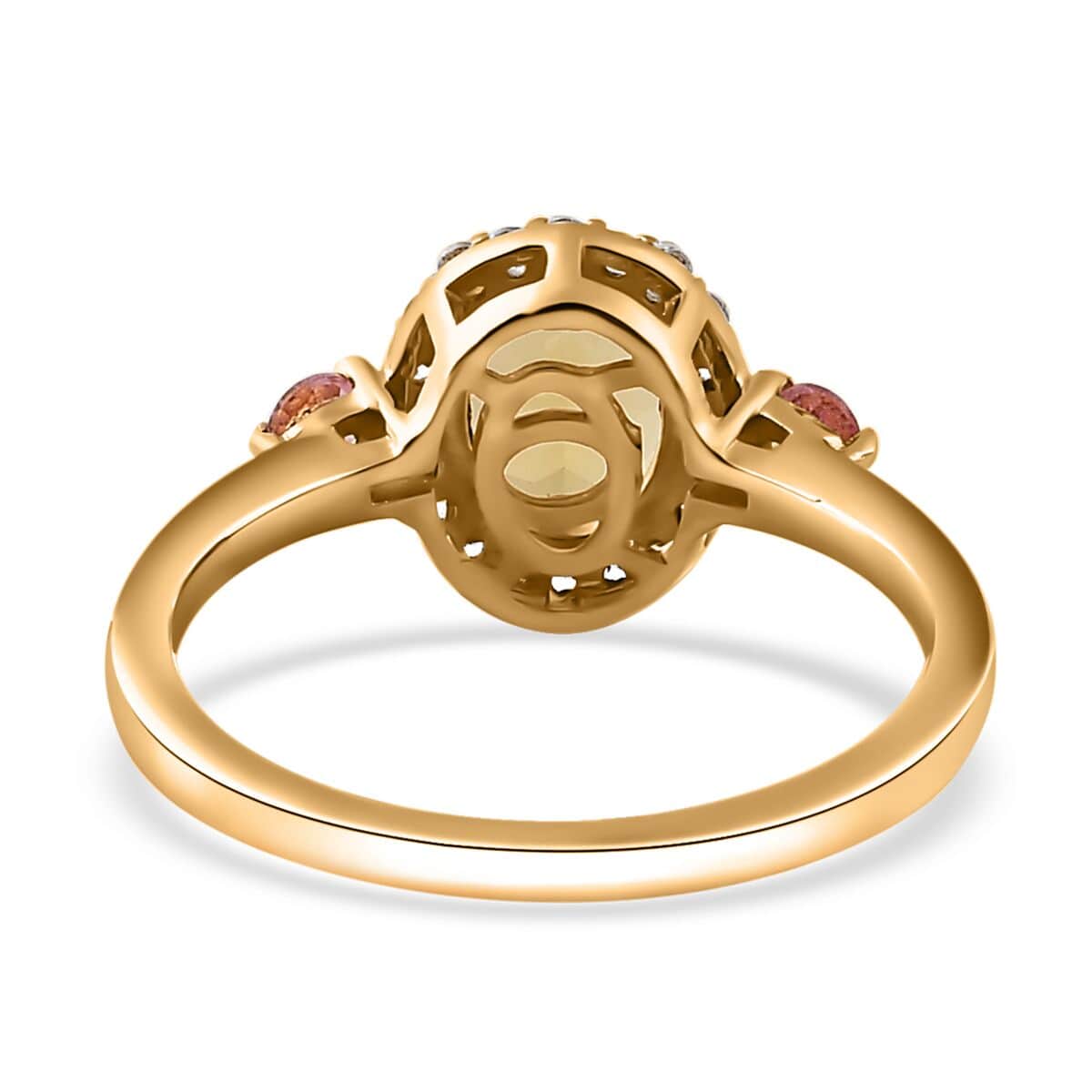 Brazilian Heliodor and Multi Gemstone Halo Ring in Vermeil Yellow Gold Over Sterling Silver (Size 6.0) 1.50 ctw (Del. in 10-12 Days) image number 4