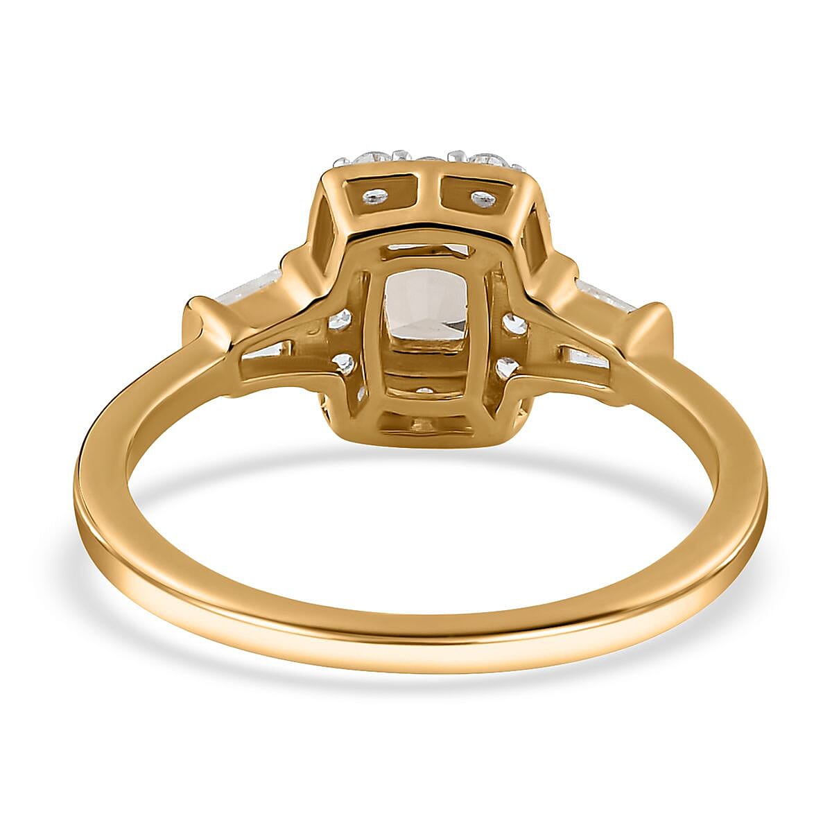 AAA Turkizite and White Zircon Halo Ring in Vermeil Yellow Gold Over Sterling Silver (Size 10.0) 1.15 ctw