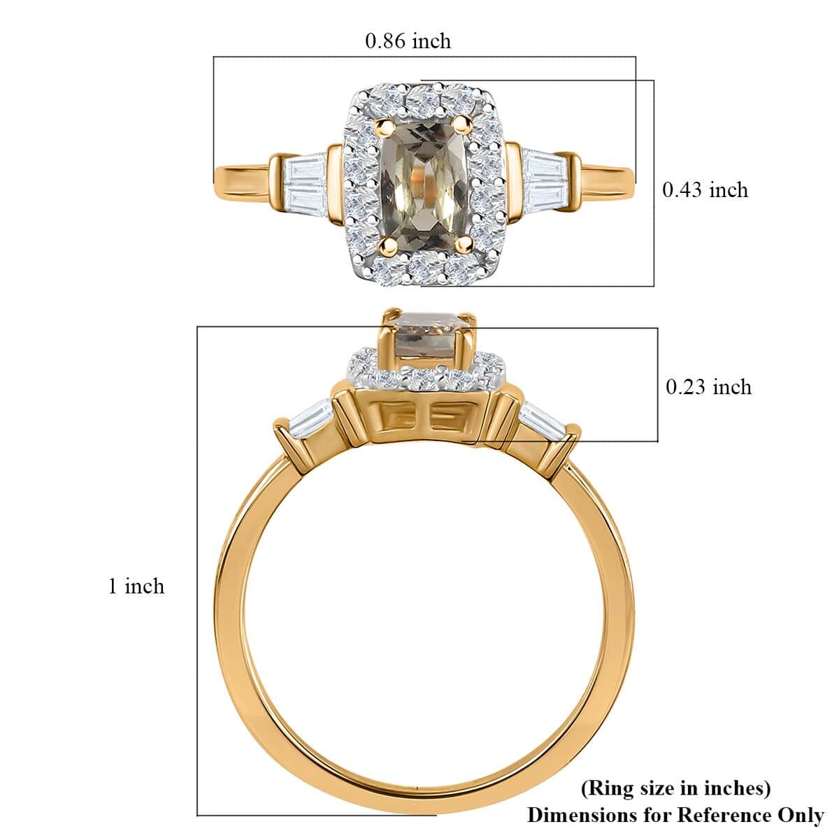 AAA Turkizite and White Zircon Halo Ring in Vermeil Yellow Gold Over Sterling Silver (Size 10.0) 1.15 ctw image number 5