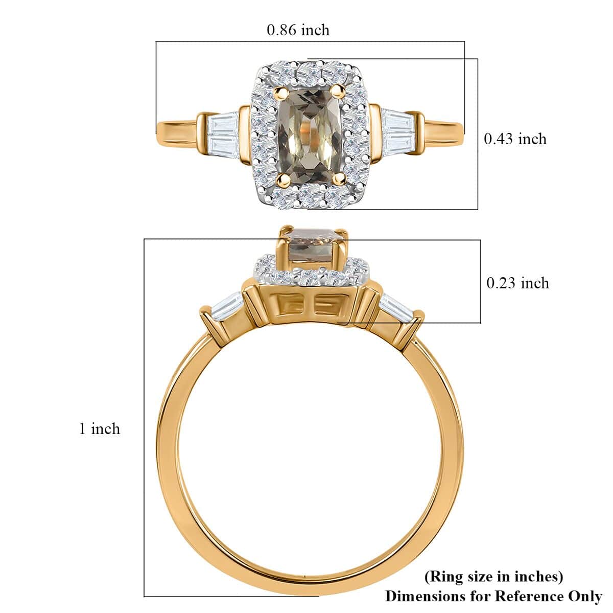 AAA Turkizite and White Zircon Halo Ring in Vermeil Yellow Gold Over Sterling Silver (Size 7.0) 1.15 ctw image number 5