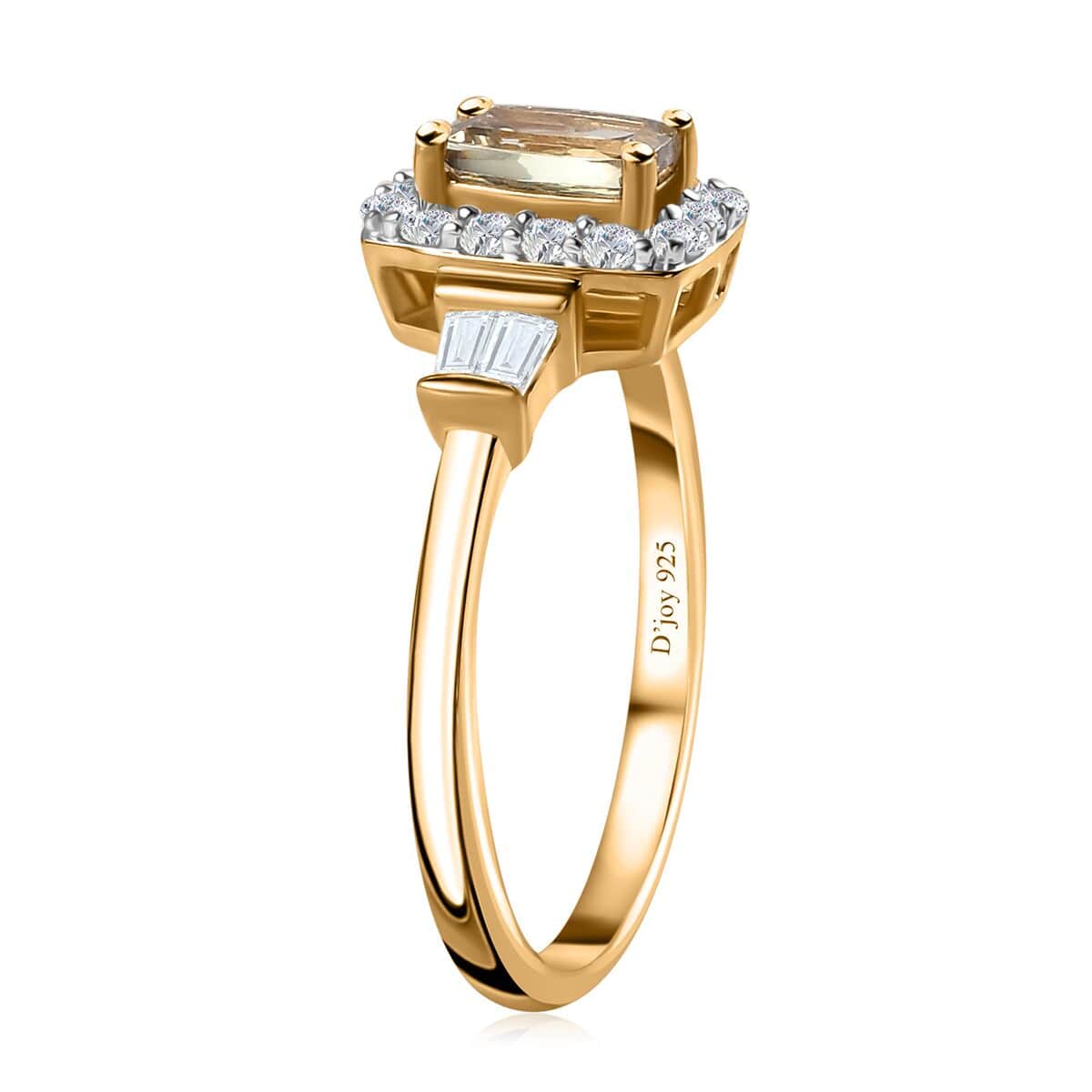 AAA Turkizite and White Zircon Halo Ring in Vermeil Yellow Gold Over Sterling Silver (Size 8.0) 1.15 ctw image number 3