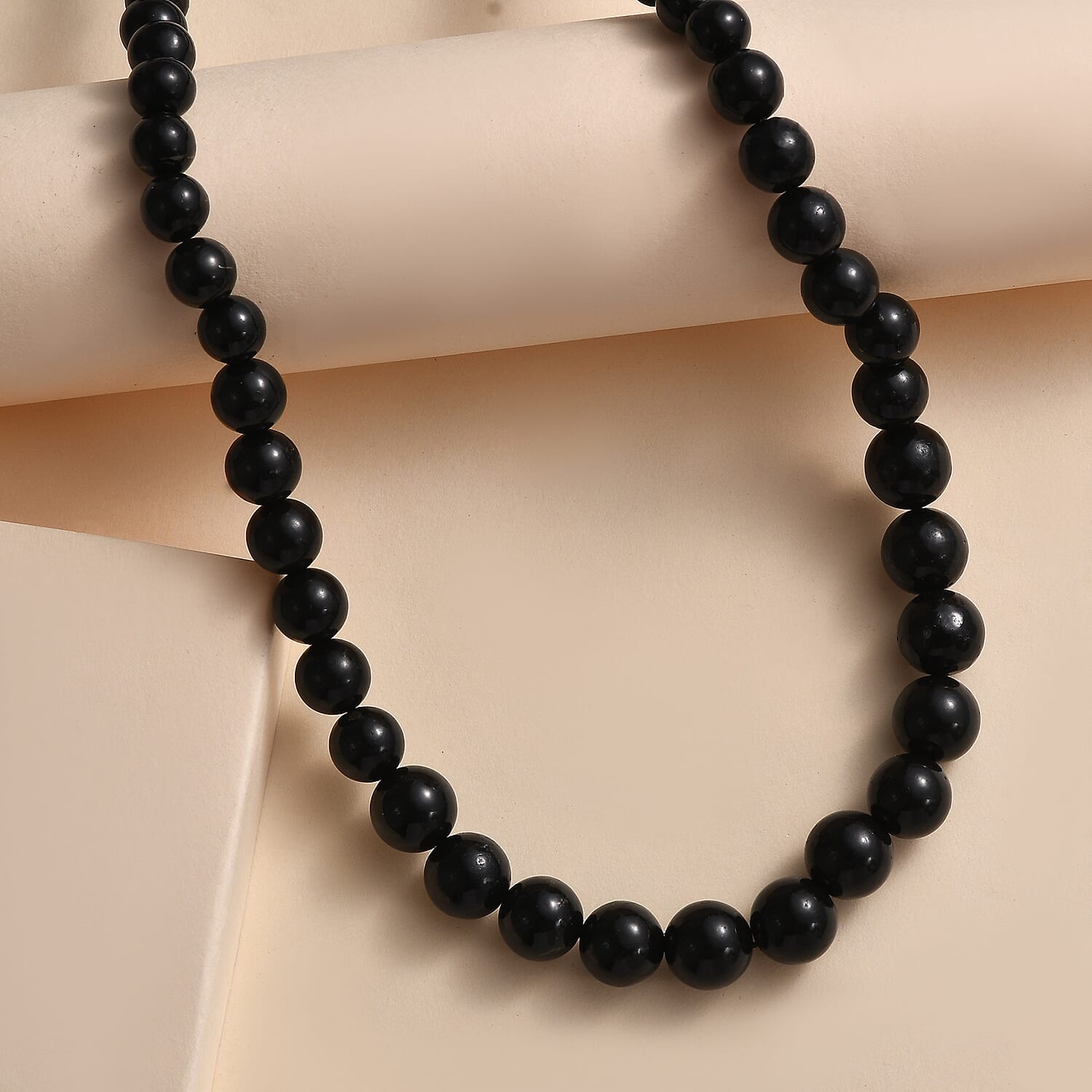 Karis Shungite Beaded Necklace 20 Inches in 18K Yellow Gold Plated 195.00 ctw