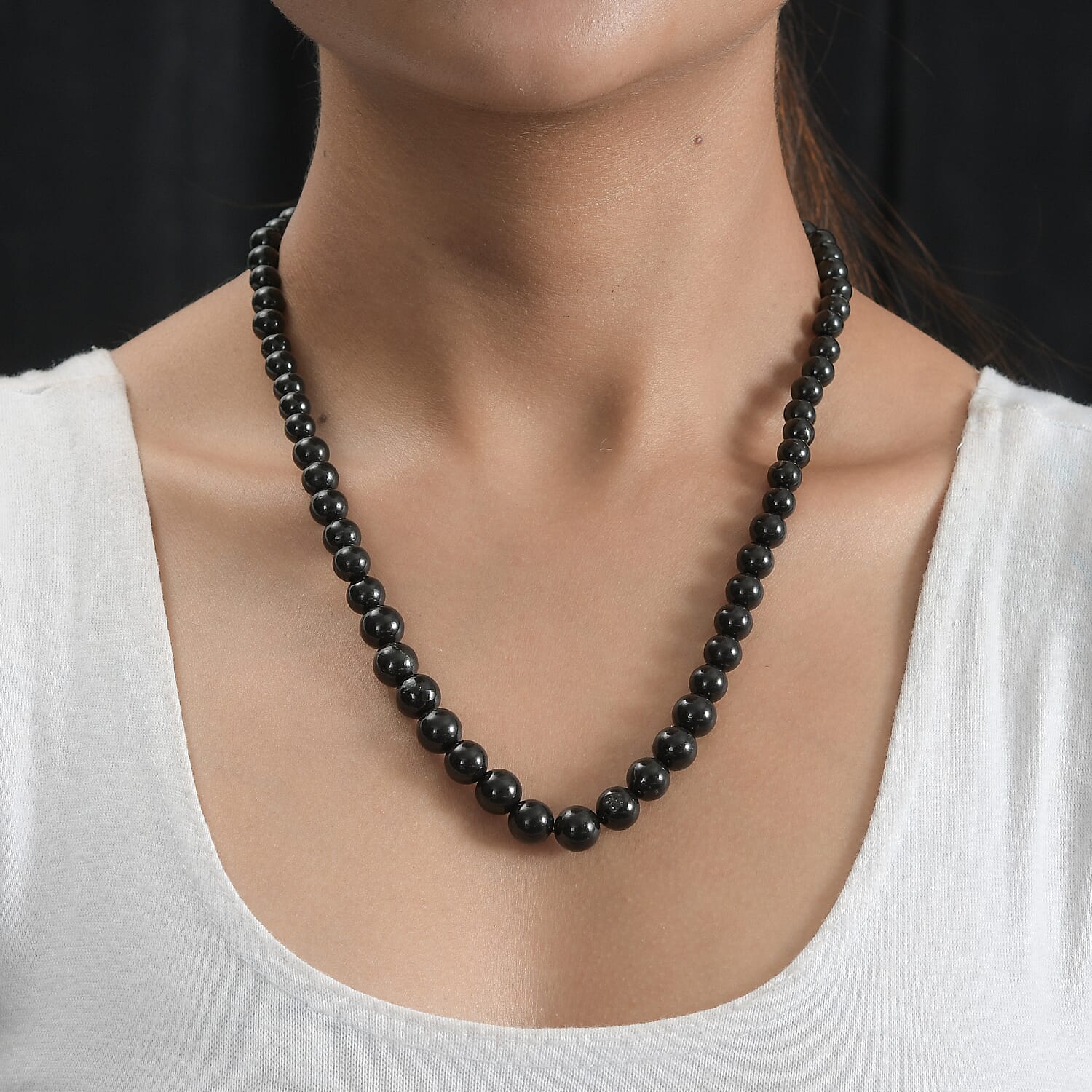Karis Shungite Beaded Necklace 20 Inches in 18K Yellow Gold Plated 195.00 ctw