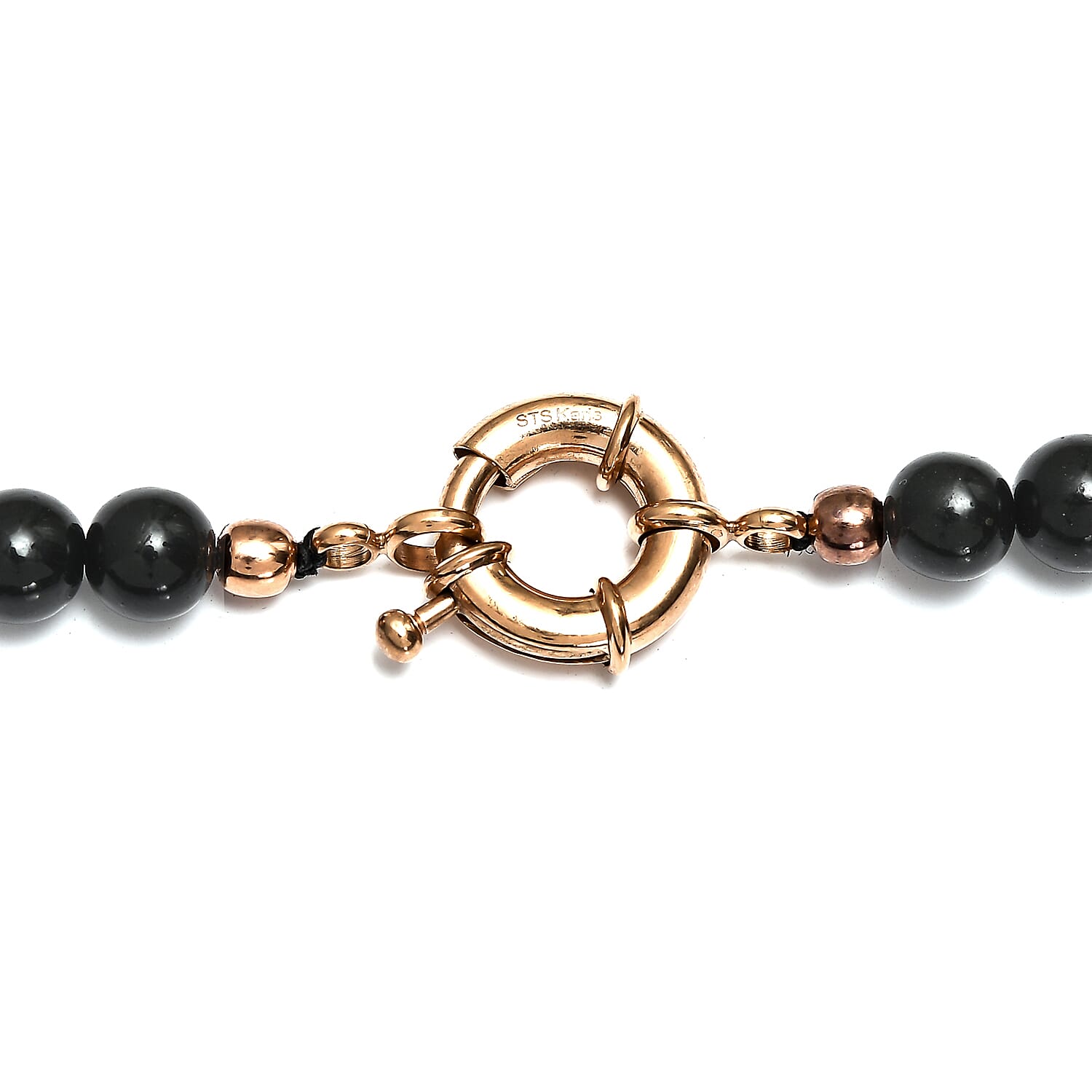 Karis Shungite Beaded Necklace 20 Inches in 18K Yellow Gold Plated 195.00 ctw