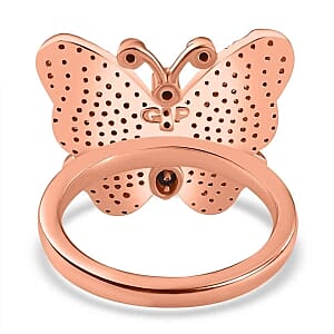 GP Natural Champagne and White Diamond 0.75 ctw Fancy Ring in Vermeil Rose Gold Over Sterling Silver (Size 10.0) (5.58 g)