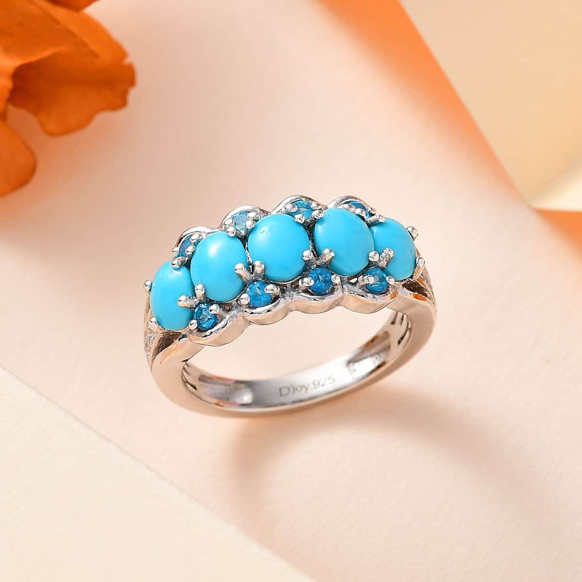 Sleeping Beauty Turquoise and Multi Gemstone Ring in Platinum Over Sterling Silver (Size 10.0) 1.85 ctw image number 1