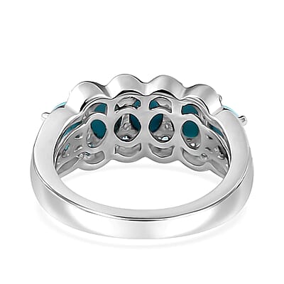 Sleeping Beauty Turquoise and Multi Gemstone Ring in Platinum Over Sterling Silver (Size 10.0) 1.85 ctw