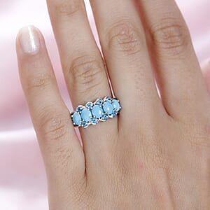 Sleeping Beauty Turquoise and Multi Gemstone Ring in Platinum Over Sterling Silver (Size 6.0) 1.85 ctw