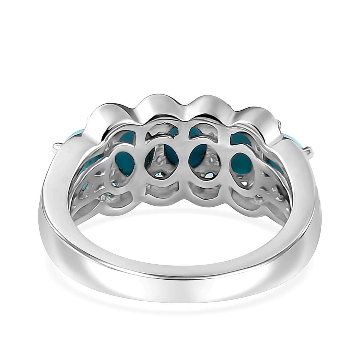 Sleeping Beauty Turquoise and Multi Gemstone Ring in Platinum Over Sterling Silver (Size 6.0) 1.85 ctw image number 4