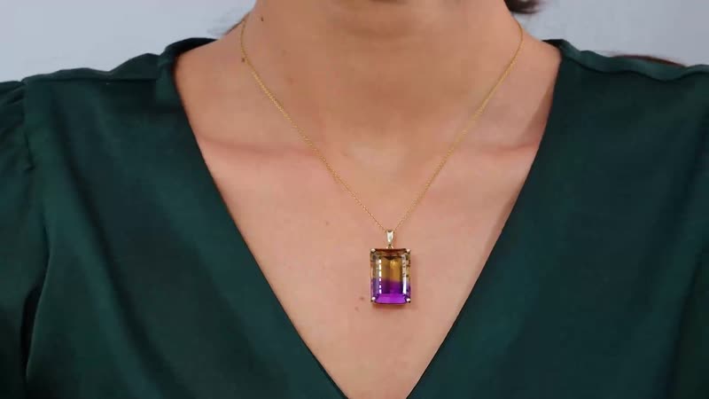 Luxoro 10K Yellow Gold AAA Anahi Ametrine Solitaire Pendant 29.25 ctw