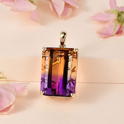 Luxoro 10K Yellow Gold AAA Anahi Ametrine Solitaire Pendant 29.25 ctw