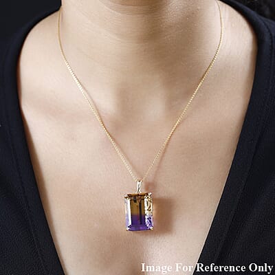 Luxoro 10K Yellow Gold AAA Anahi Ametrine Solitaire Pendant 29.25 ctw