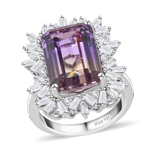 AAA Anahi Ametrine and White Zircon Ring in Platinum Over Sterling Silver (Size 6.0) 9.00 ctw