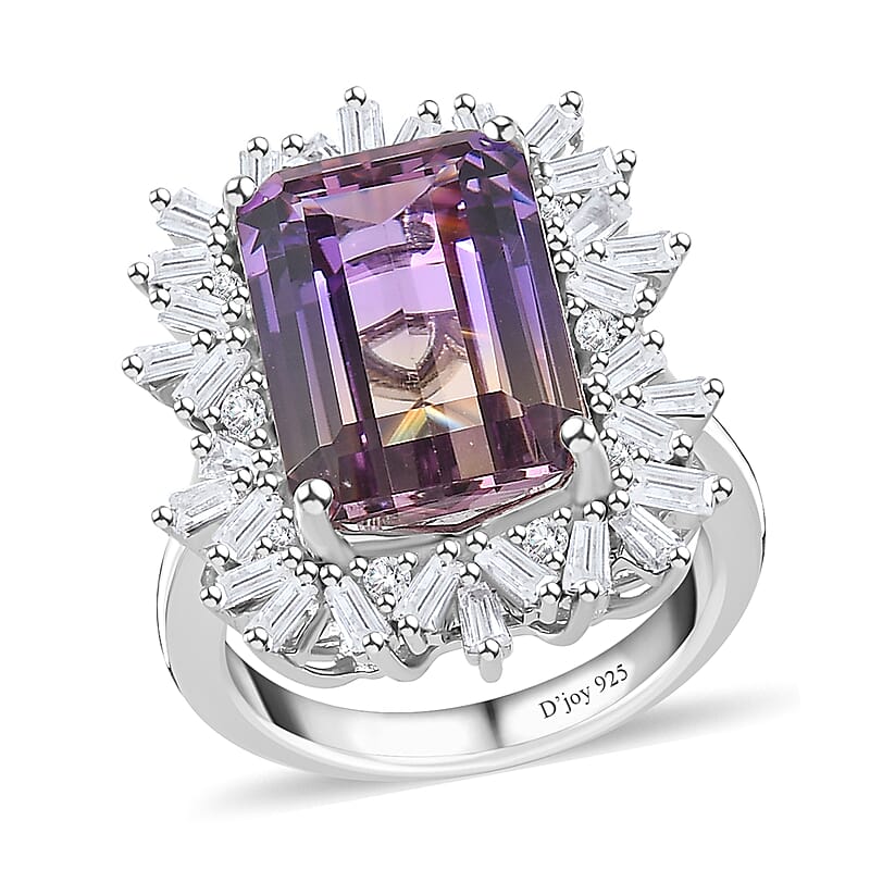 AAA Anahi Ametrine and White Zircon Ring in Platinum Over Sterling Silver (Size 6.0) 9.00 ctw