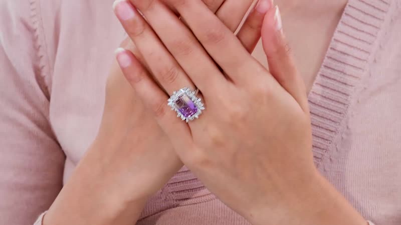 AAA Anahi Ametrine and White Zircon Ring in Platinum Over Sterling Silver (Size 6.0) 10.00 ctw